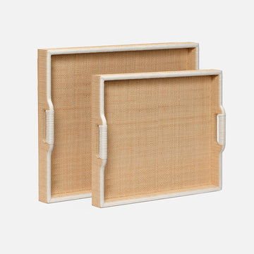 Hammett Tray, Natural/White, Raffia/Full Grain Leather - Small