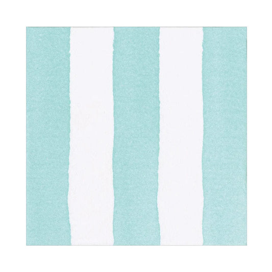 Caspari Capri Stripe Cocktail Napkins Aqua