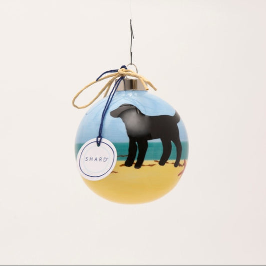 Beach Dog Black Ornament