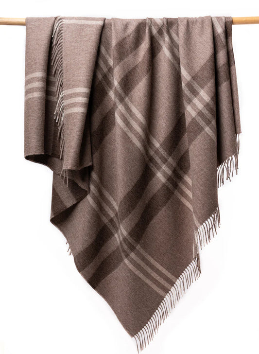 Alpaca Throw - Plaid (Brown) - New Pattern
