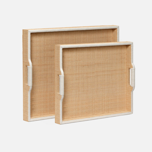 Hammett Tray, Natural/White, Raffia/Full Grain Leather - XL