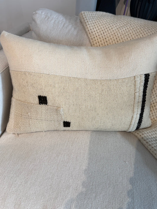 Patchwork Stitch White/Black Pillow 24 x 15