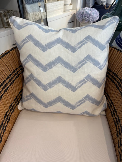 Linen Pillow - Ice Blue Chevron