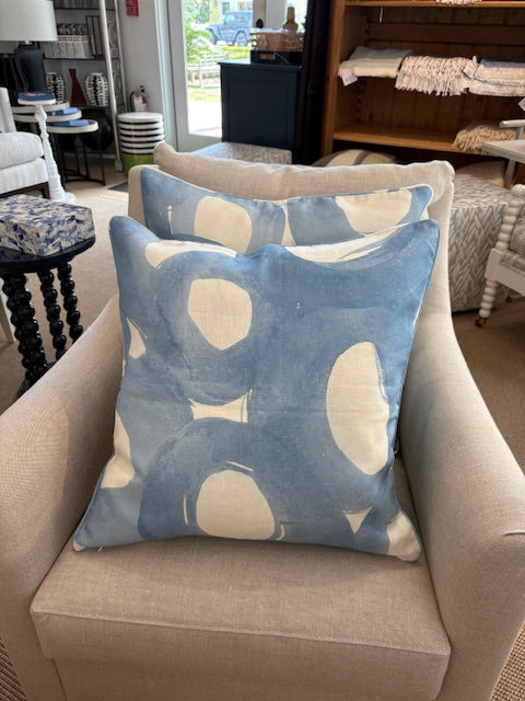 Linen Pillow - French Blue Bubbles