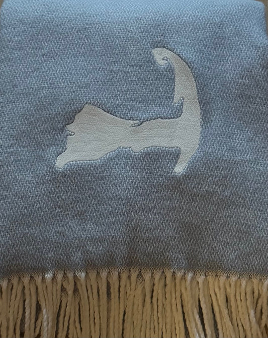 Pezzo Throw - Cape Cod Custom Logo - 50 x 70 - Hazy Blue