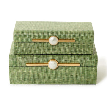 Green Faux Seagrass Nested Decorative Box Lg