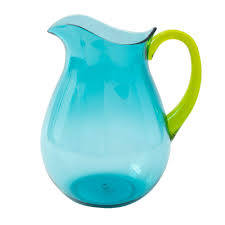 Turquoise Acrylic Pitcher With Green Handle - 64 oz