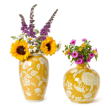 Yellow Floral Vases