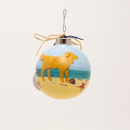 Beach Dog Yellow Ornament