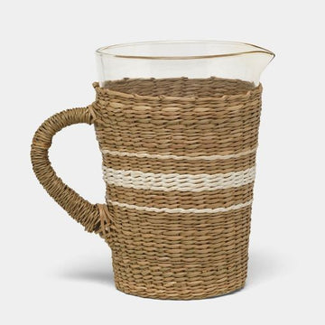 Zaley Pitcher - Natural/White Stripe - Hand Blown Glass
