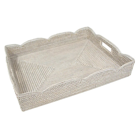 Rattan Scalloped Large Tray