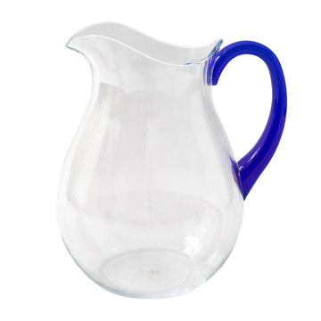 Clear Acrylic Pitcher With Cobalt Blue Handle - 64 oz