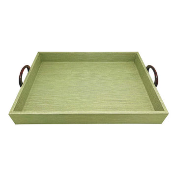 Palma Faux Grasscloth And Tortoise Handheld Large Tray
