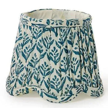 Scalloped Floral Fabric lampshade - blue